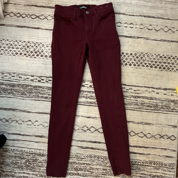 Express Jean midrise leggings, size 0, burgundy - Picture 6 of 6